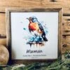 Wisconsin State Bird Sign - Watercolor American Robin Print - Wood Framed Wall Art - Home Decor Gift