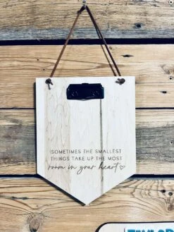 Maple Wood Engraved Wall Decor - 10" Tall, 8" Wide, Clipboard Clip To Hold Picture, Handcrafted Boho Photo Sign, Laser Engraved Gift For Mom, Arched Design