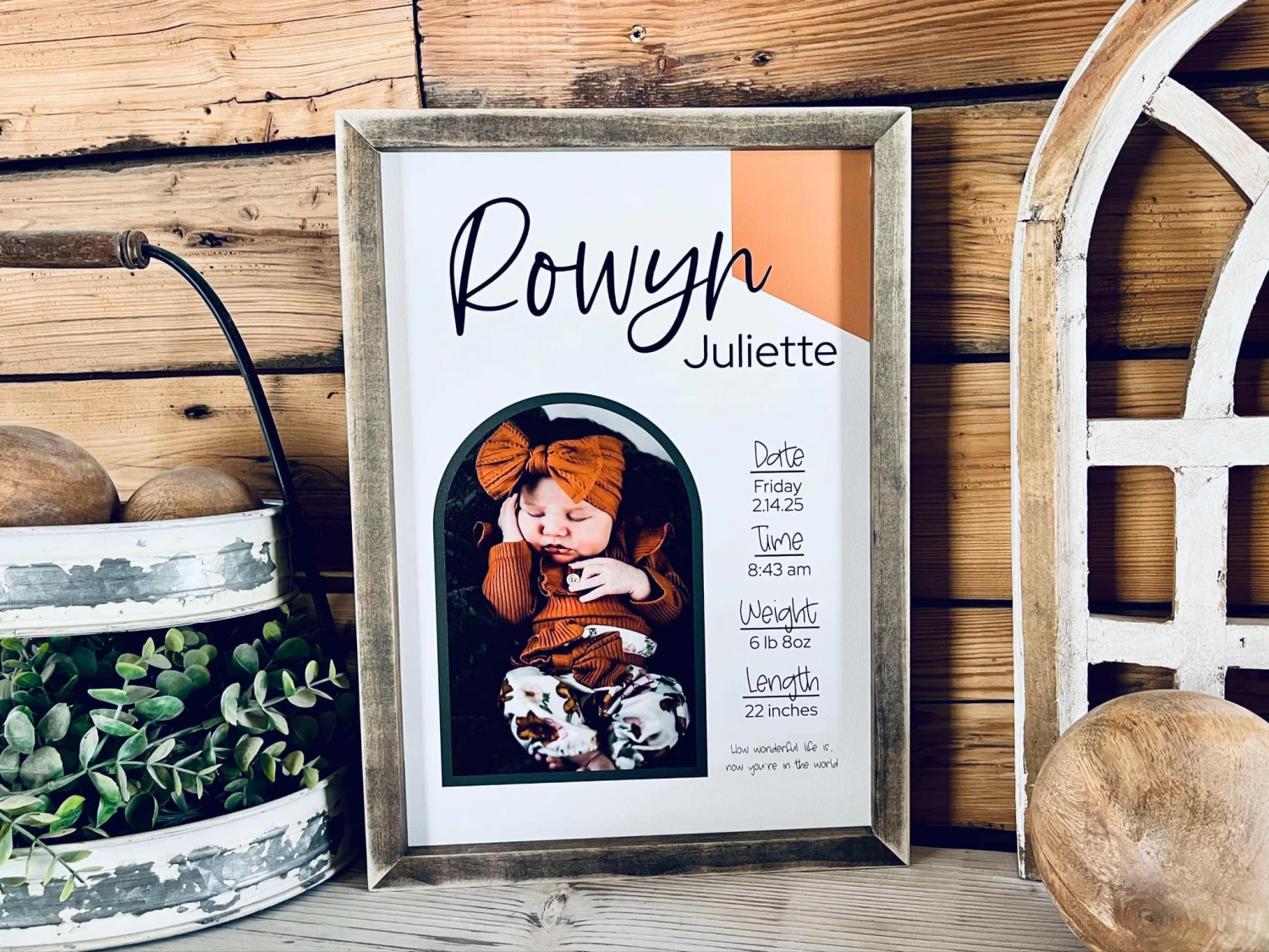 Personalized Birth Stats Framed Wood Print – Custom Newborn Photo Keepsake 1 Personalized Birth Stats Framed Wood Print – Custom Newborn Photo Keepsake