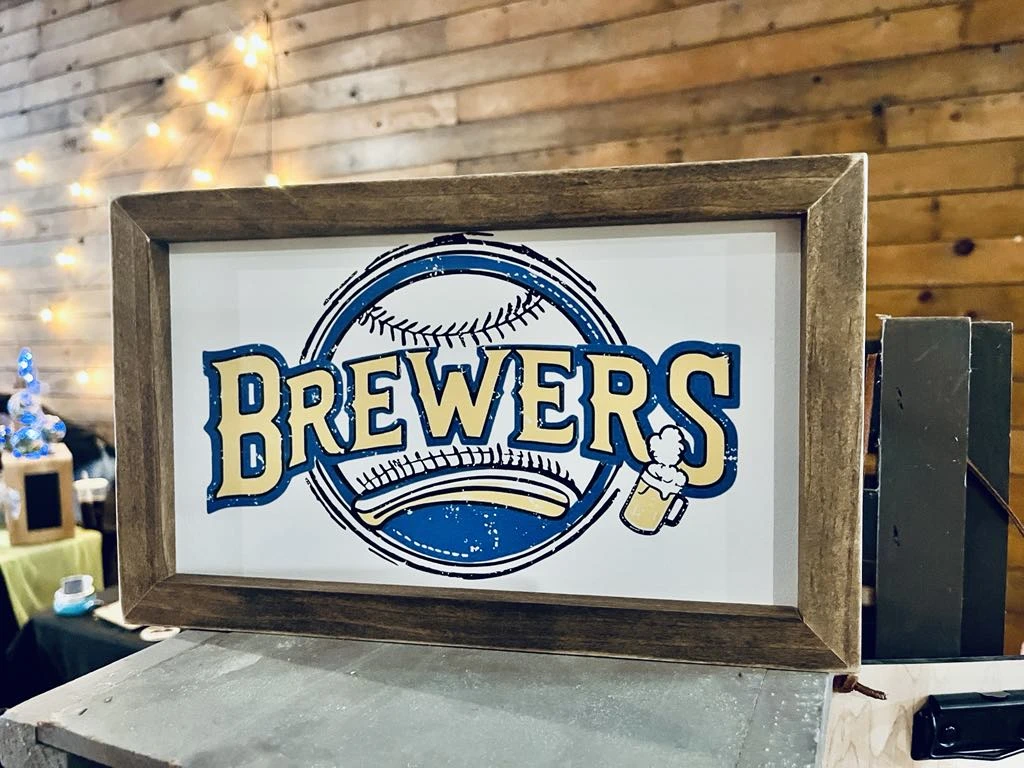 Farmhouse Baseball Wall Art – ‘Brewers’ Sign With Beer Mug And Bat Design, Framed Sports Decor For Man Cave Or Game Room, Wisconsin Fan Gift 4 Farmhouse Baseball Wall Art – ‘Brewers’ Sign With Beer Mug And Bat Design, Framed Sports Decor For Man Cave Or Game Room, Wisconsin Fan Gift - Image 4