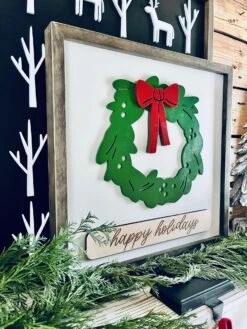 Christmas Wreath Sign | Farmhouse Winter Sign | Happy Holidays Framed Sign -The Farmer’s Wife WI Deals Store 0da58e6b b1b4 4570 a04e 5666ec31c33f