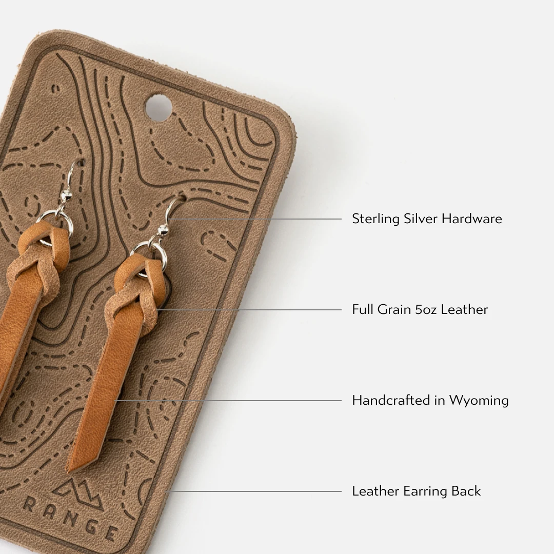 Handcrafted Full-Grain Leather Braided Earrings: Natural 7 Handcrafted Full-Grain Leather Braided Earrings: Natural - Image 7