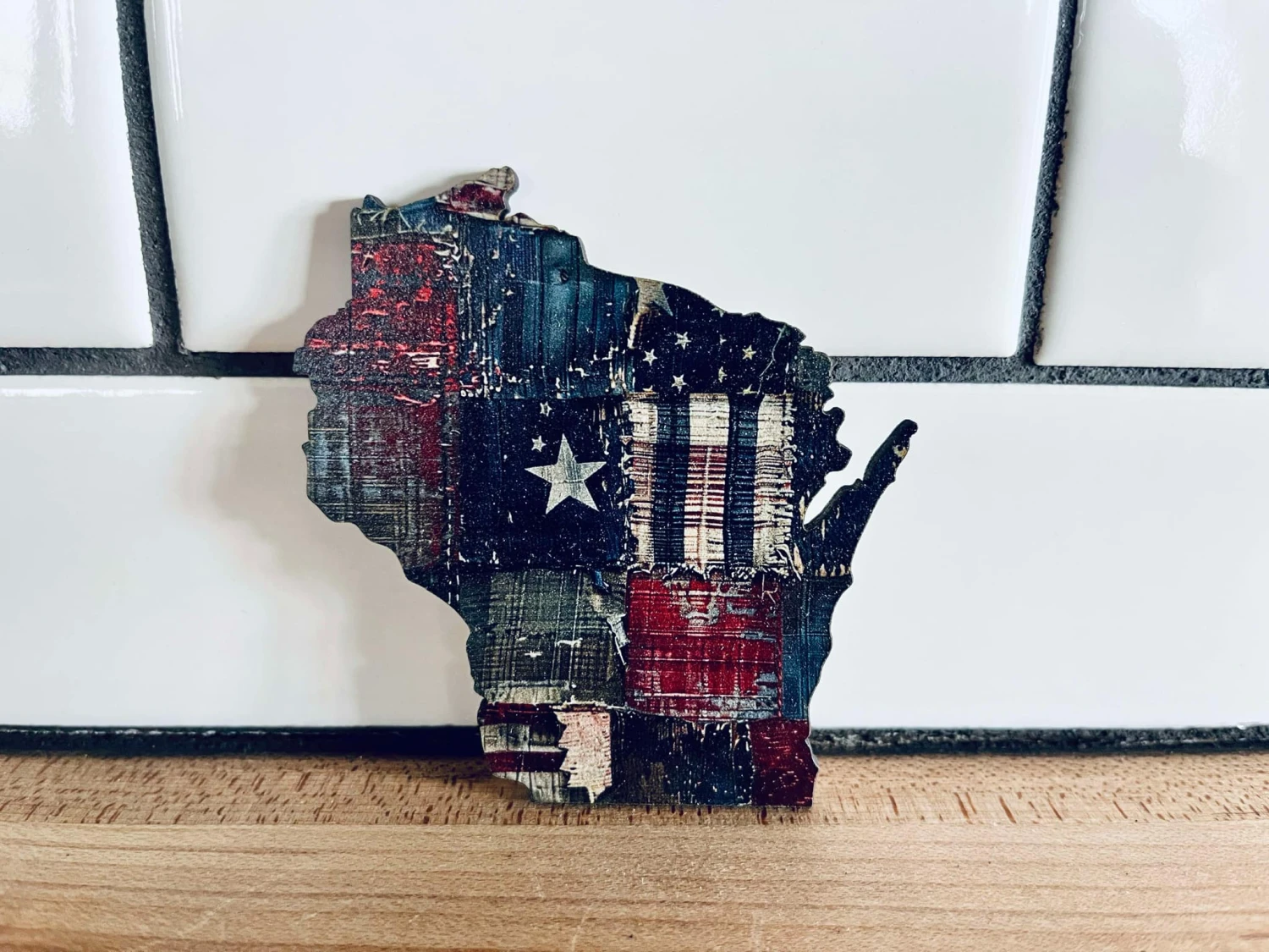 Patriotic Wisconsin Magnet | USA Flag Quilt Design | Americana Kitchen Decor | State Souvenir | Fridge Magnet 1 Patriotic Wisconsin Magnet | USA Flag Quilt Design | Americana Kitchen Decor | State Souvenir | Fridge Magnet