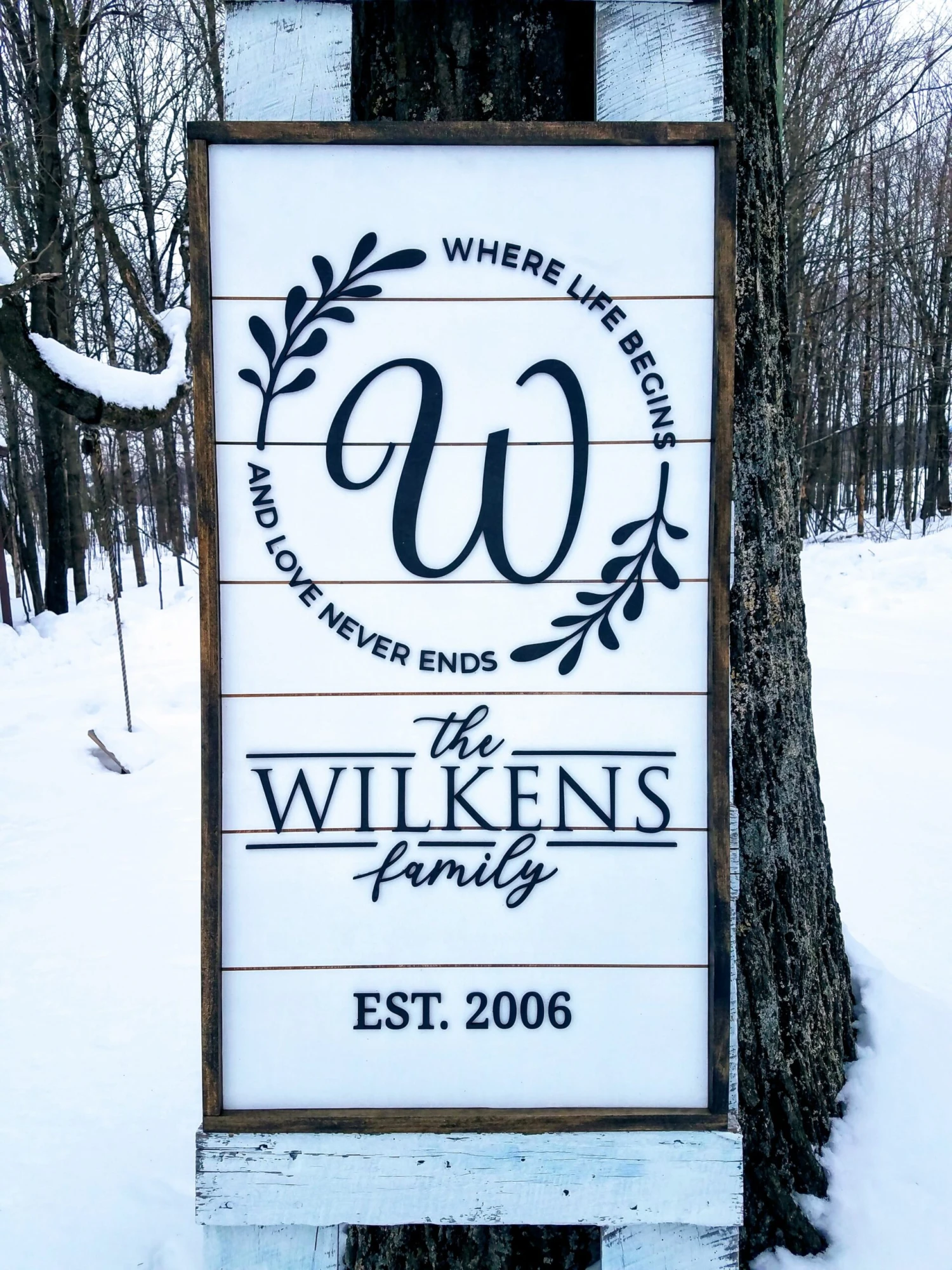 Personalized Raised Lettering Last Name Sign On Shiplap | Where Life Begins And Love Never Ends 2 Personalized Raised Lettering Last Name Sign On Shiplap | Where Life Begins And Love Never Ends - Image 2