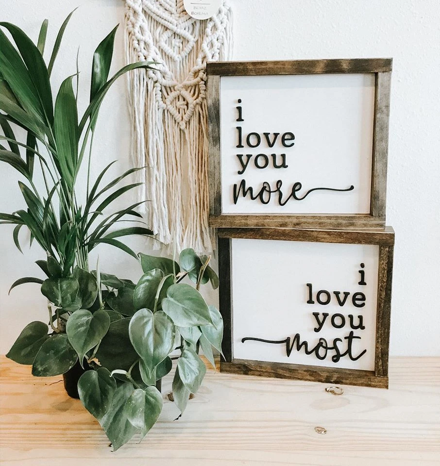 I Love You More...I Love You Most | Farmhouse Mini Sign Set | Raised Lettering 2 I Love You More...I Love You Most | Farmhouse Mini Sign Set | Raised Lettering - Image 2