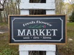 Flower Market Farmhouse Sign | Raised Lettering Farmhouse Sign With Shiplap