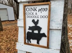 Oink Moo Cock A Doodle Doo 3D Farmhouse Animal Sign | Laser Cut Wood Sign -The Farmer’s Wife WI Deals Store 20181121 152044