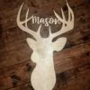 Personalized Deer Head With Antlers | Wood Cutout Sign
