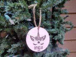 Farmhouse Christmas Ornament | Personalized Kid's Wood Christmas Ornament | Unicorn