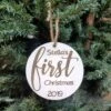 Farmhouse Christmas Ornament | Personalized Kid's Wood Christmas Ornament | Baby's First Christmas