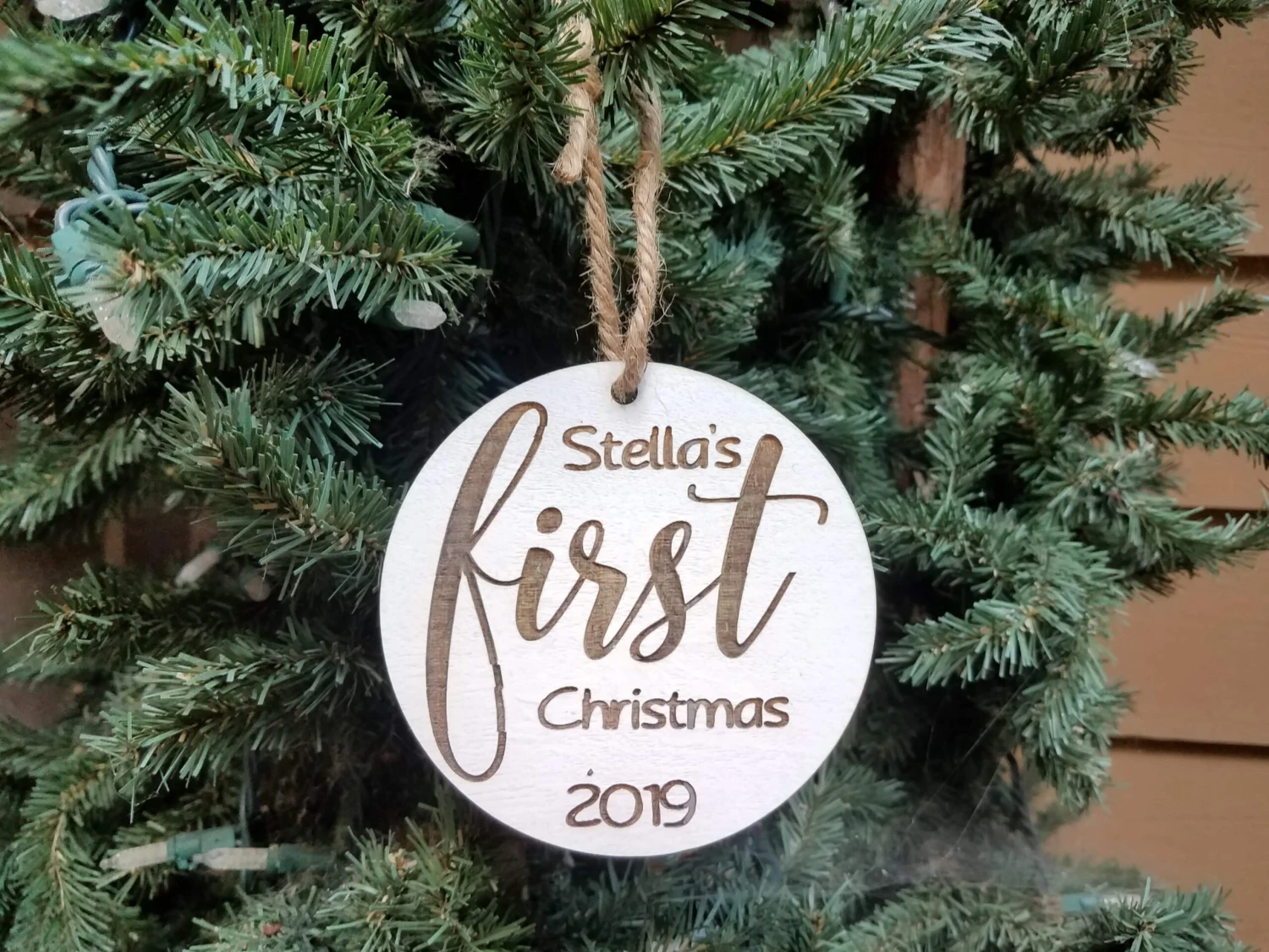 Farmhouse Christmas Ornament | Personalized Kid's Wood Christmas Ornament | Baby's First Christmas 1 Farmhouse Christmas Ornament | Personalized Kid's Wood Christmas Ornament | Baby's First Christmas