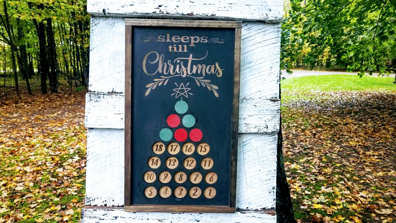Handmade Wood Advent Calendar Christmas Tree Sign | Sleeps Until Christmas 4 Handmade Wood Advent Calendar Christmas Tree Sign | Sleeps Until Christmas - Image 4
