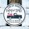 Valentine's Day Fresh Baked Treats Sign | Raised Farmhouse Sign | Valentine's Day Decor | Round Sign