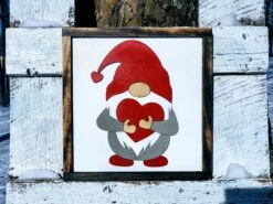Valentine's Day Gnome Sign | Raised Farmhouse Sign | Valentine's Day Decor