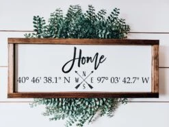 Handmade Custom Sign | Home Longitude And Latitude Coordinates