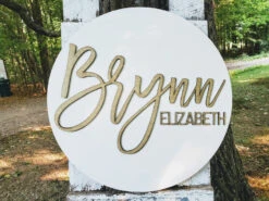 Child's First And Middle Name Sign | Personalized Nursery Decor