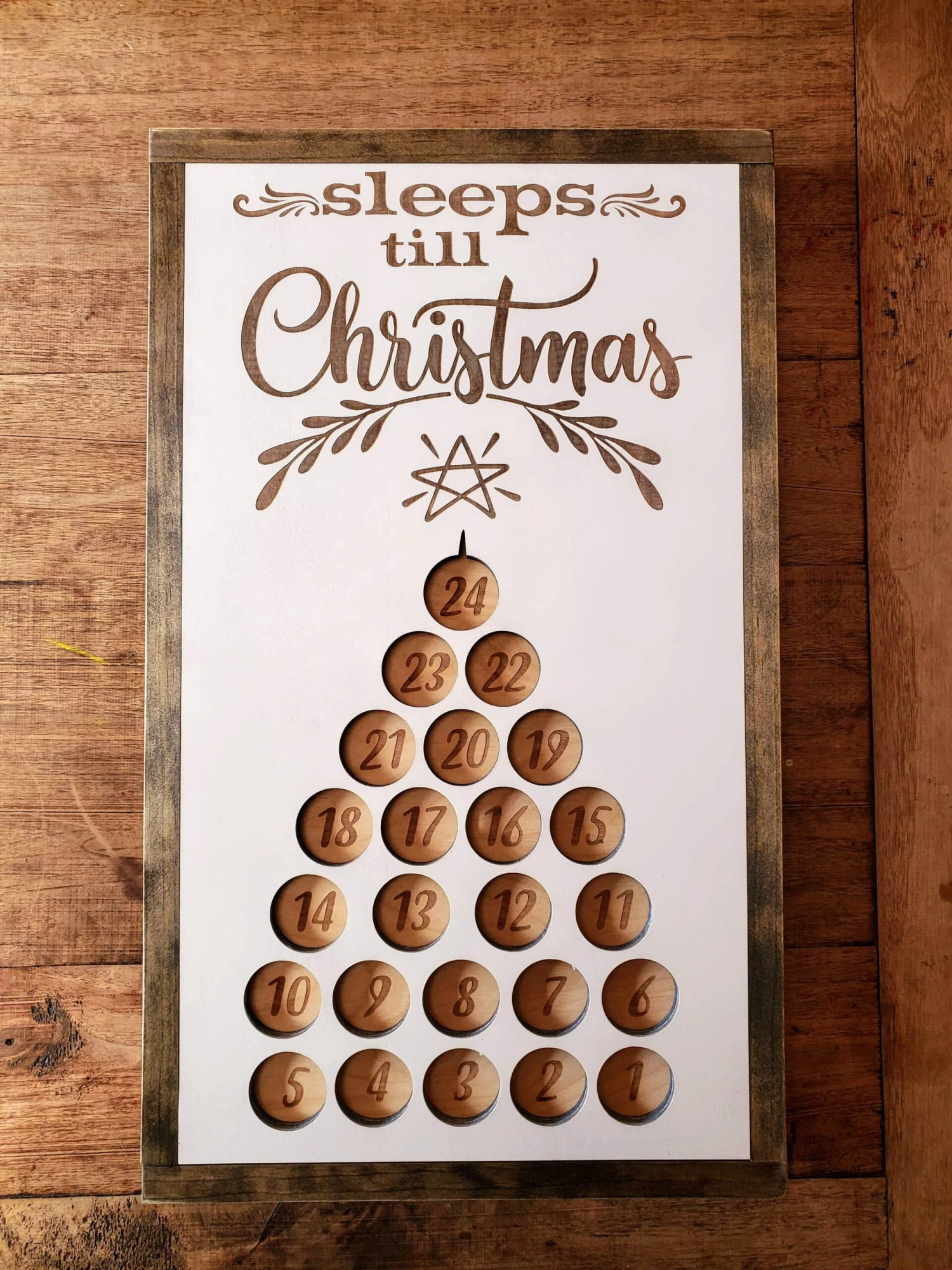 Handmade Wood Advent Calendar Christmas Tree Sign | Sleeps Until Christmas 7 Handmade Wood Advent Calendar Christmas Tree Sign | Sleeps Until Christmas - Image 7