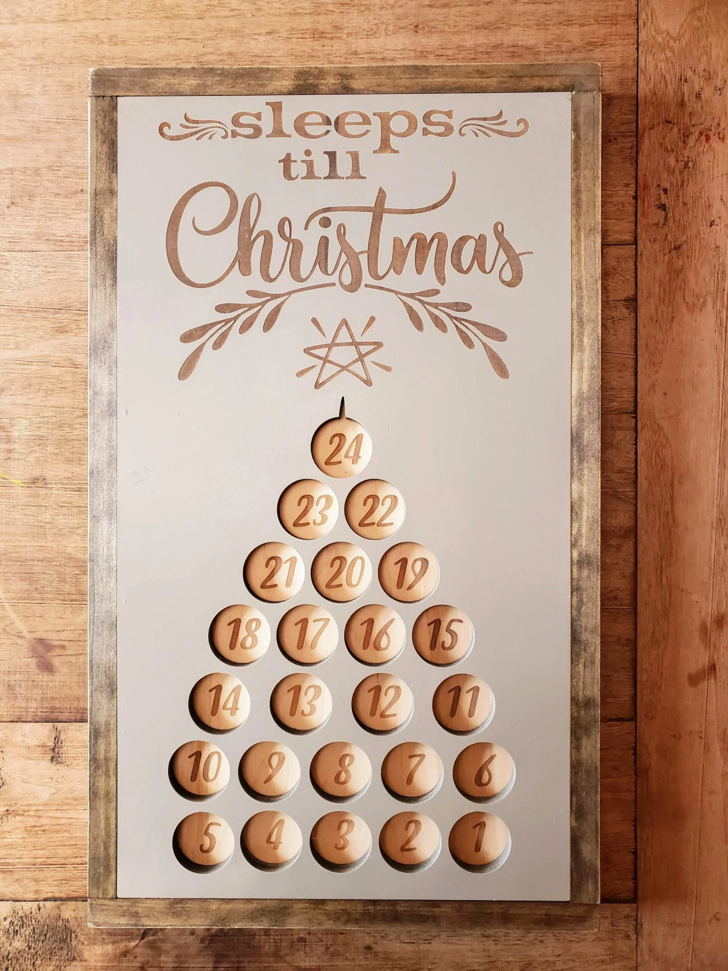 Handmade Wood Advent Calendar Christmas Tree Sign | Sleeps Until Christmas 8 Handmade Wood Advent Calendar Christmas Tree Sign | Sleeps Until Christmas - Image 8