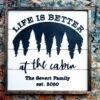 Life Is Better At The Cabin Sign With Family Name And Est Date