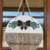 Welcome-ish Front Door Sign | Round Porch Door Hanger Sign | Funny Porch Sign | Farmhouse Porch Sign