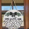 Home Sweet Home Front Door Sign | Round Porch Door Hanger Sign | Farmhouse Porch Sign