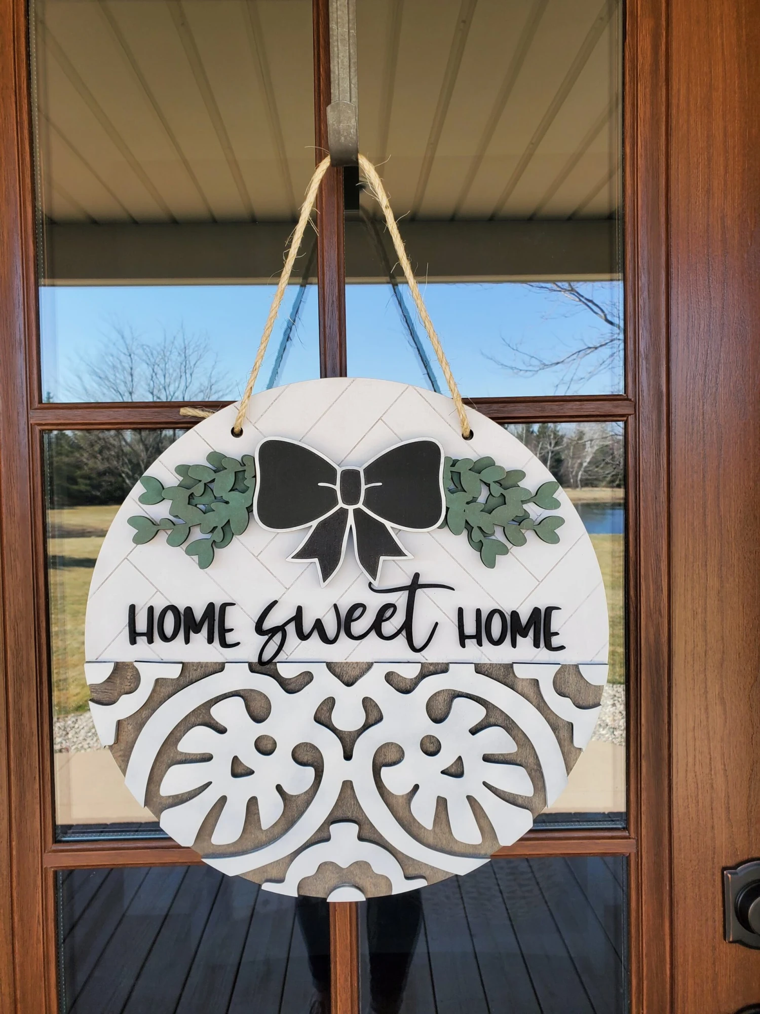 Home Sweet Home Front Door Sign | Round Porch Door Hanger Sign | Farmhouse Porch Sign 1 Home Sweet Home Front Door Sign | Round Porch Door Hanger Sign | Farmhouse Porch Sign