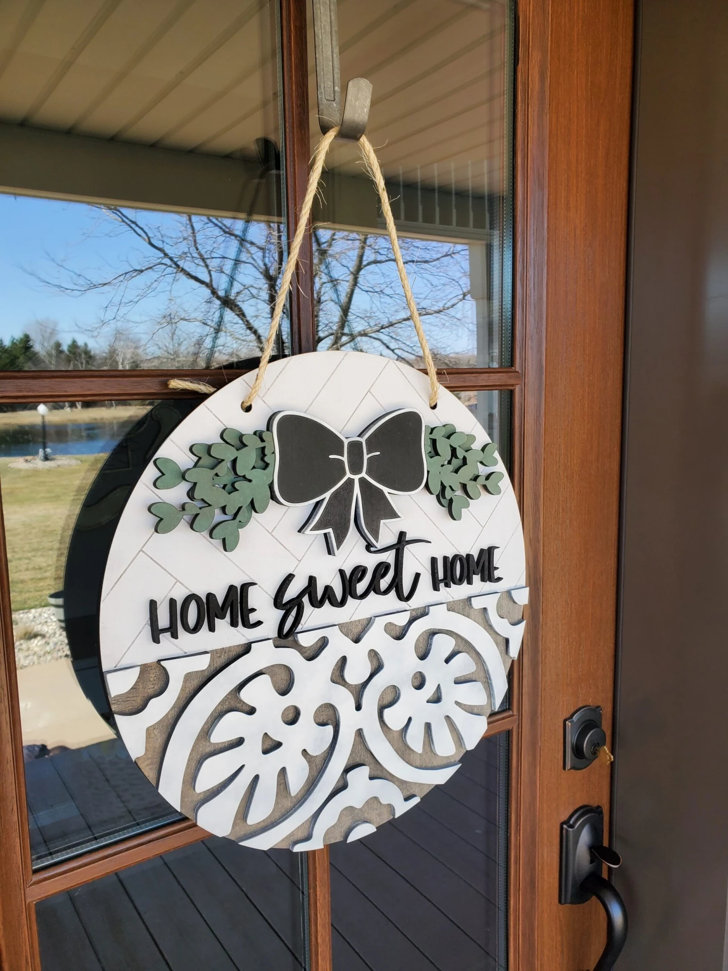 Home Sweet Home Front Door Sign | Round Porch Door Hanger Sign | Farmhouse Porch Sign 2 Home Sweet Home Front Door Sign | Round Porch Door Hanger Sign | Farmhouse Porch Sign - Image 2