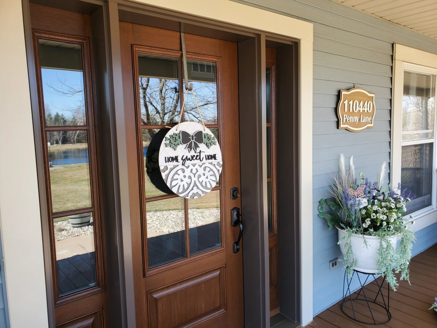 Home Sweet Home Front Door Sign | Round Porch Door Hanger Sign | Farmhouse Porch Sign 3 Home Sweet Home Front Door Sign | Round Porch Door Hanger Sign | Farmhouse Porch Sign - Image 3