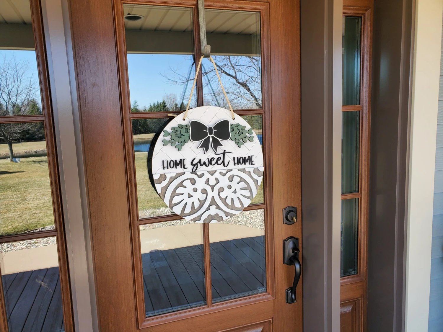 Home Sweet Home Front Door Sign | Round Porch Door Hanger Sign | Farmhouse Porch Sign 4 Home Sweet Home Front Door Sign | Round Porch Door Hanger Sign | Farmhouse Porch Sign - Image 4