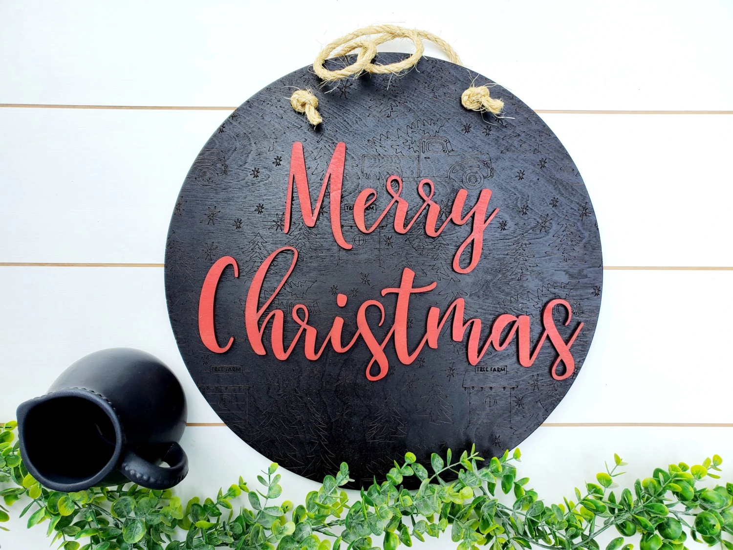 Round Christmas Front Door Sign | Farmhouse Christmas Decor 1 Round Christmas Front Door Sign | Farmhouse Christmas Decor