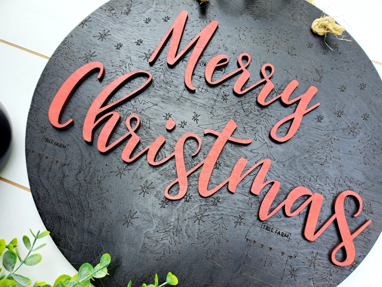 Round Christmas Front Door Sign | Farmhouse Christmas Decor 2 Round Christmas Front Door Sign | Farmhouse Christmas Decor - Image 2
