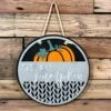 Hello Pumpkin Round Sign | Fall Front Door Sign | Round Welcome Sign
