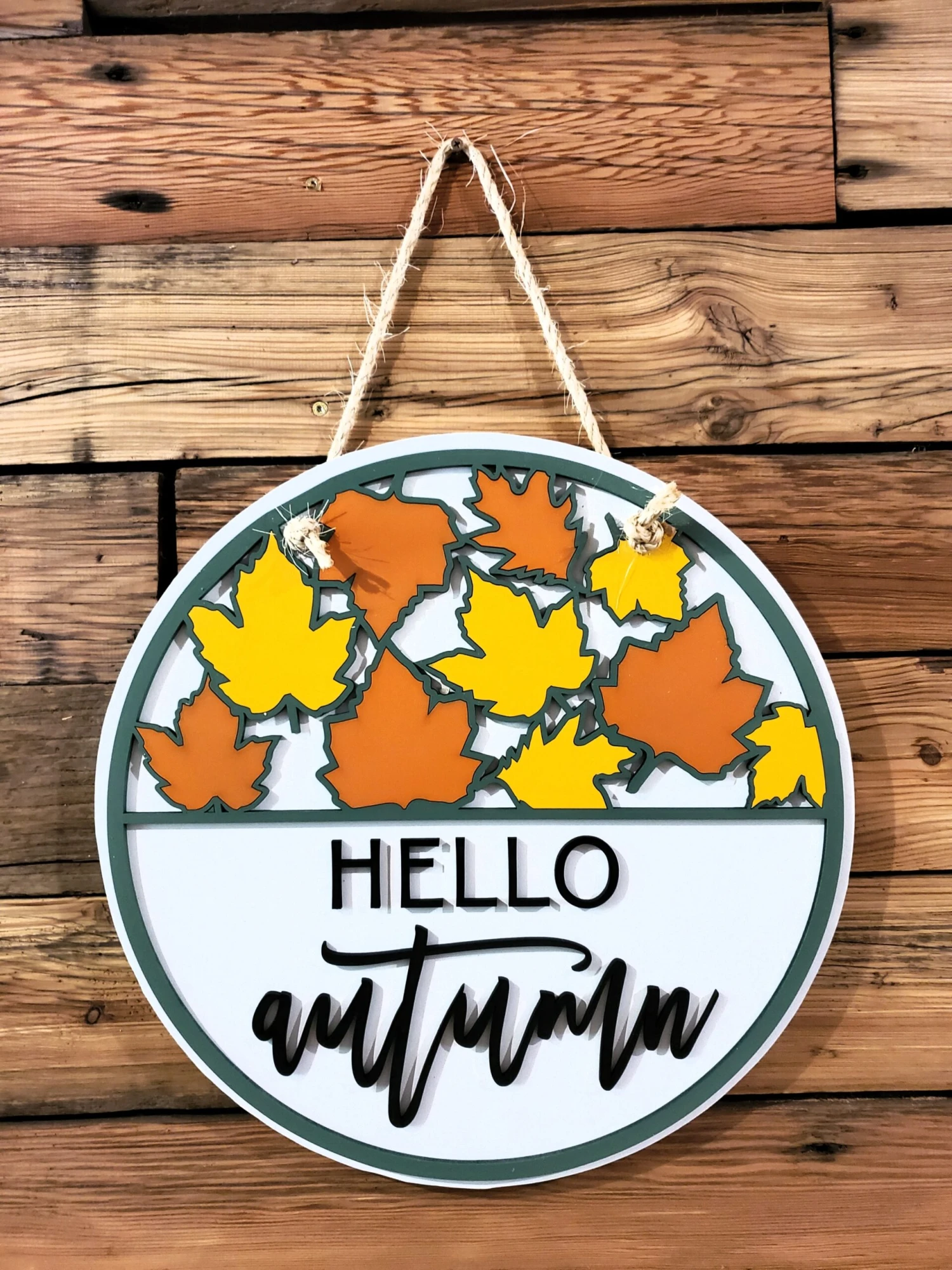 Hello Autumn Round Sign | Fall Front Door Sign | Round Welcome Sign 1 Hello Autumn Round Sign | Fall Front Door Sign | Round Welcome Sign