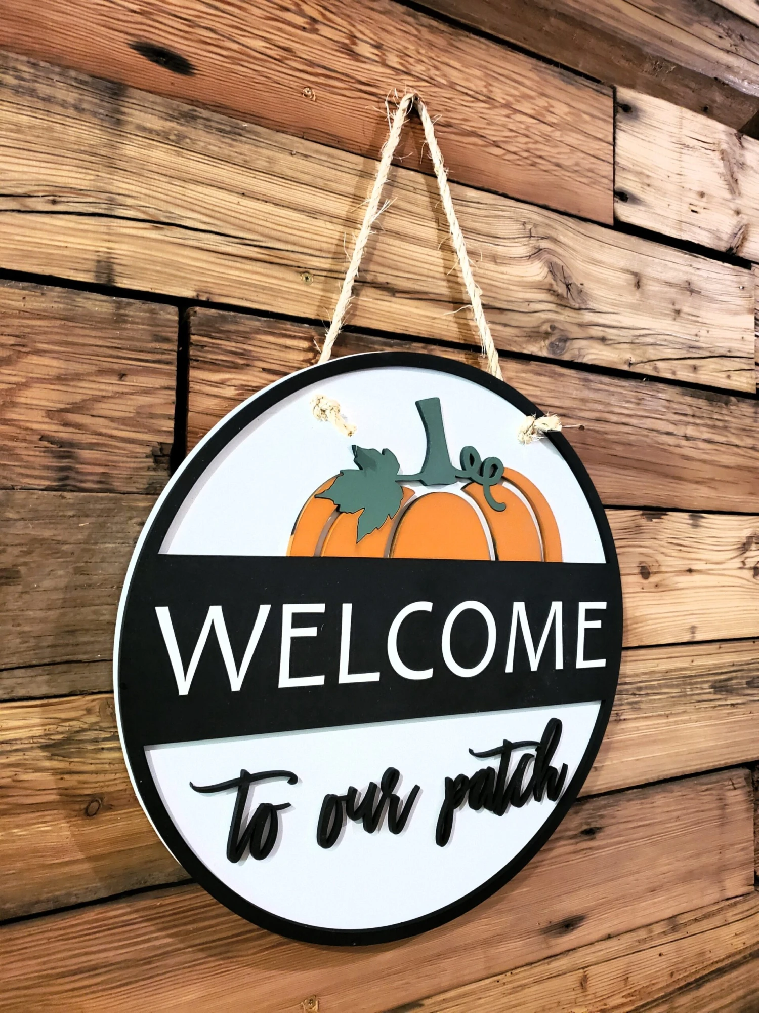 Welcome To Our Patch Round Sign | Fall Front Door Sign | Round Welcome Sign 2 Welcome To Our Patch Round Sign | Fall Front Door Sign | Round Welcome Sign - Image 2