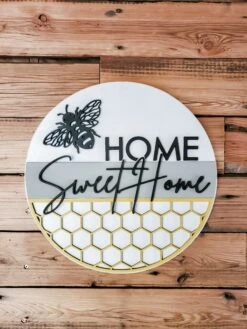 Home Sweet Home Round Sign | Farmhouse Front Door Sign | Round Welcome Sign