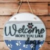 Hope You Like Dogs Welcome Sign | Farmhouse Front Door Sign | Round Welcome Sign