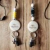 Silicone Bead Lanyard With Engraved Pendant | Lanyard Key Ring With Suede Tassel | Custom Silicone Lanyard Keyring