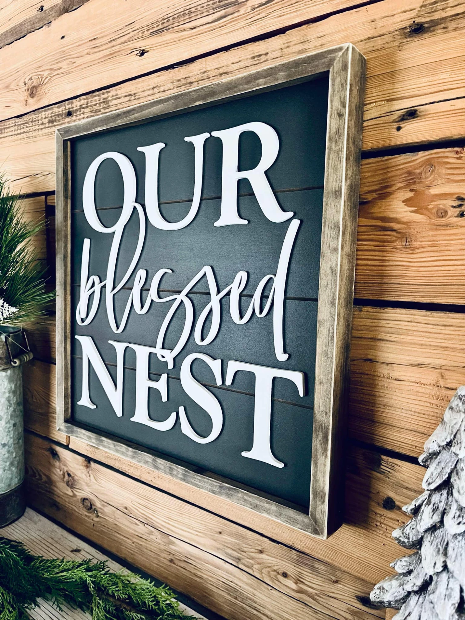 READY TO SHIP - Our Blessed Nest Shiplap Farmhouse Sign 4 READY TO SHIP - Our Blessed Nest Shiplap Farmhouse Sign - Image 4