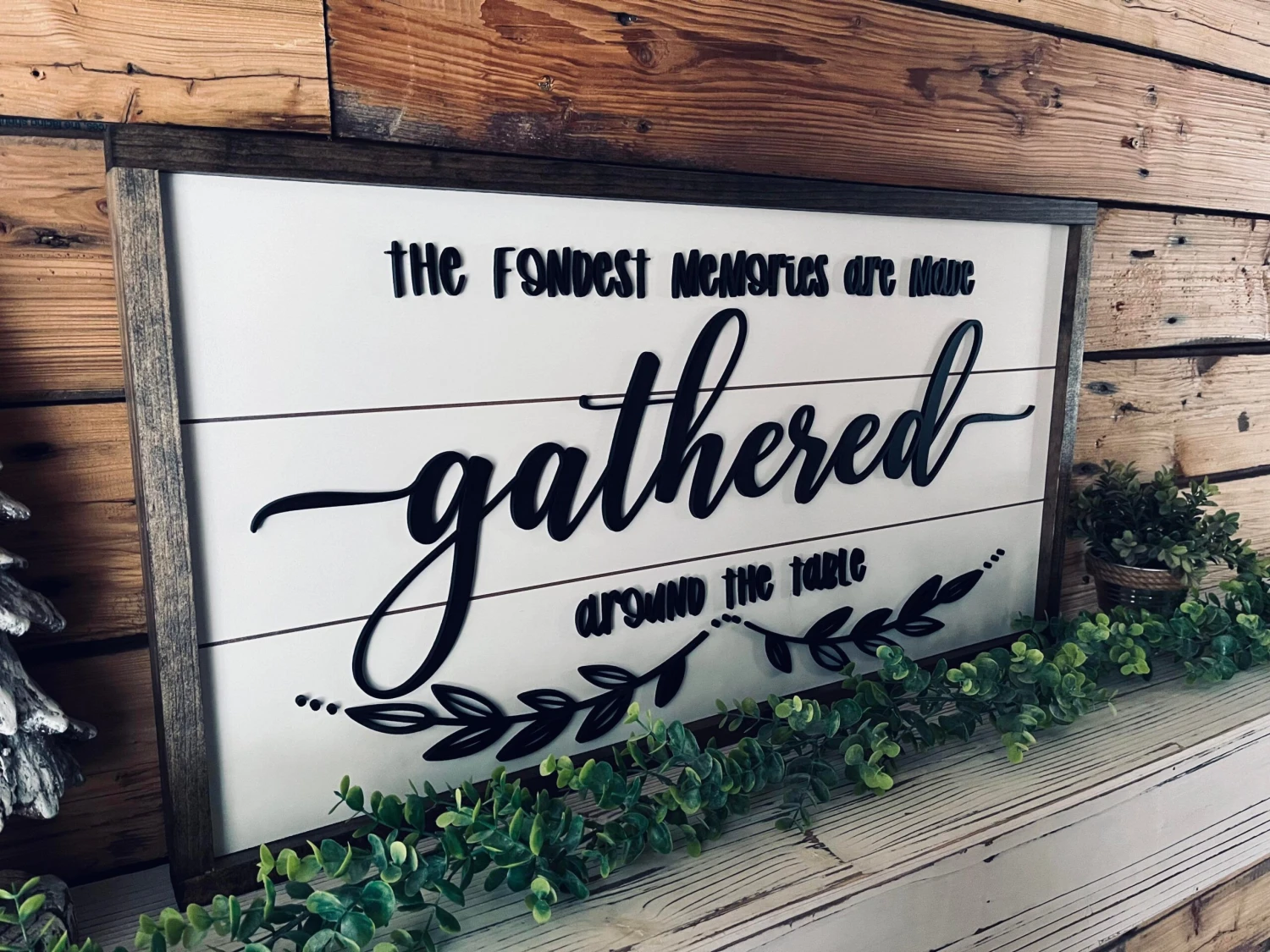 The Fondest Memories Are Made Gathered Around The Table | Farmhouse Sign | Framed Sign With Raised Lettering 2 The Fondest Memories Are Made Gathered Around The Table | Farmhouse Sign | Framed Sign With Raised Lettering - Image 2