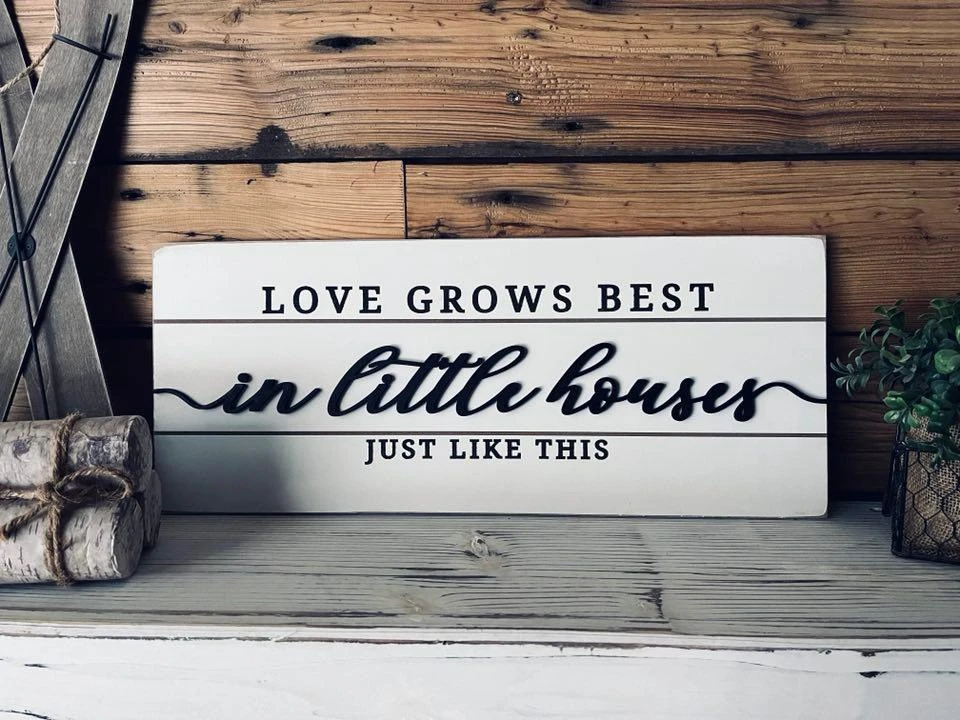Love Grows Best In Little Houses Just Like This | Raised Lettering Farmhouse Sign With Shiplap 5 Love Grows Best In Little Houses Just Like This | Raised Lettering Farmhouse Sign With Shiplap - Image 5