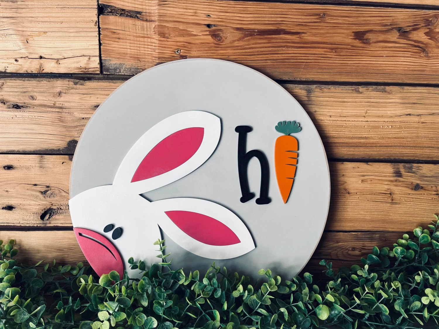 Easter Bunny Sign | Spring Round Door Hanger Sign 1 Easter Bunny Sign | Spring Round Door Hanger Sign