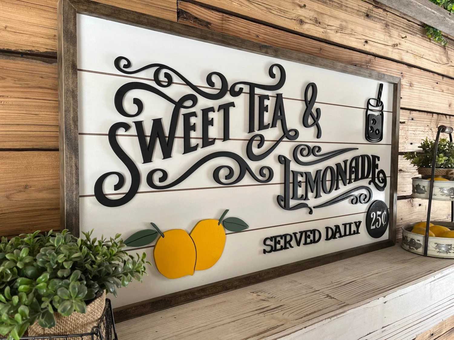 Sweet Tea & Lemonade Sign - Vintage Style Wood Wall Decor - Served Daily - 25¢ - Farmhouse Chic Beverage Bar Sign 2 Sweet Tea & Lemonade Sign - Vintage Style Wood Wall Decor - Served Daily - 25¢ - Farmhouse Chic Beverage Bar Sign - Image 2