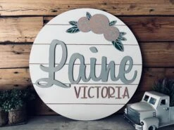 Nursery Name Sign With Flowers | Nursery Wall Art | Nursery Decor Girl