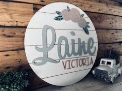 Nursery Name Sign With Flowers | Nursery Wall Art | Nursery Decor Girl -The Farmer’s Wife WI Deals Store 274052153 629196974834742 6251266140340273243 n