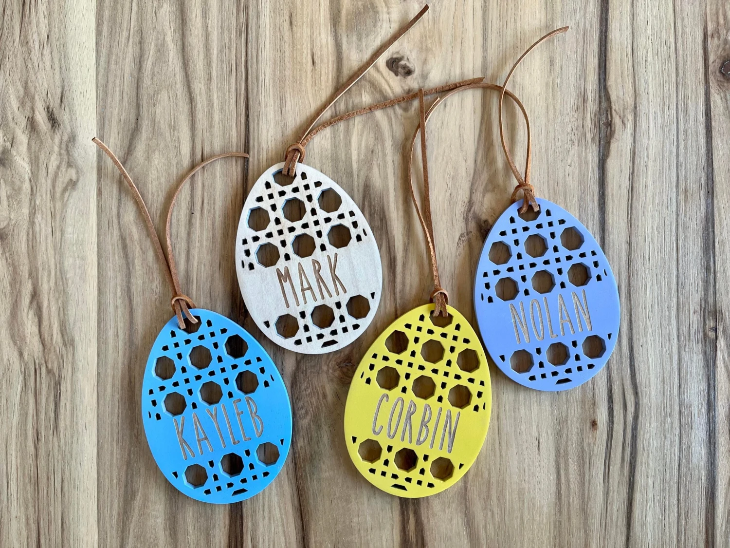 Easter Basket Name Tag | Personalized Wood Easter Rattan Design | Engraved Name Tag 2 Easter Basket Name Tag | Personalized Wood Easter Rattan Design | Engraved Name Tag - Image 2