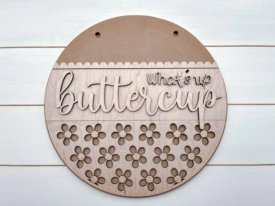 What's Up Buttercup DIY Sign Kit | DIY Paint Party Set | Summer Round Door Hanger Sign 2 What's Up Buttercup DIY Sign Kit | DIY Paint Party Set | Summer Round Door Hanger Sign - Image 2
