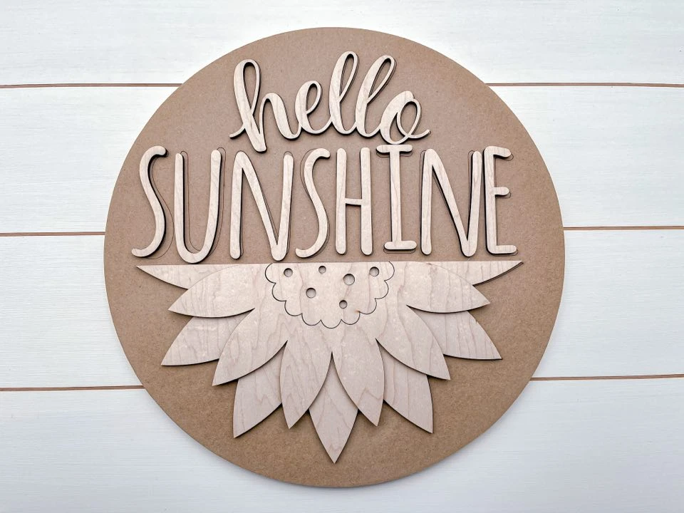 Hello Sunshine DIY Sign Kit | DIY Paint Party Set | Sunflower Round Door Hanger Sign 2 Hello Sunshine DIY Sign Kit | DIY Paint Party Set | Sunflower Round Door Hanger Sign - Image 2