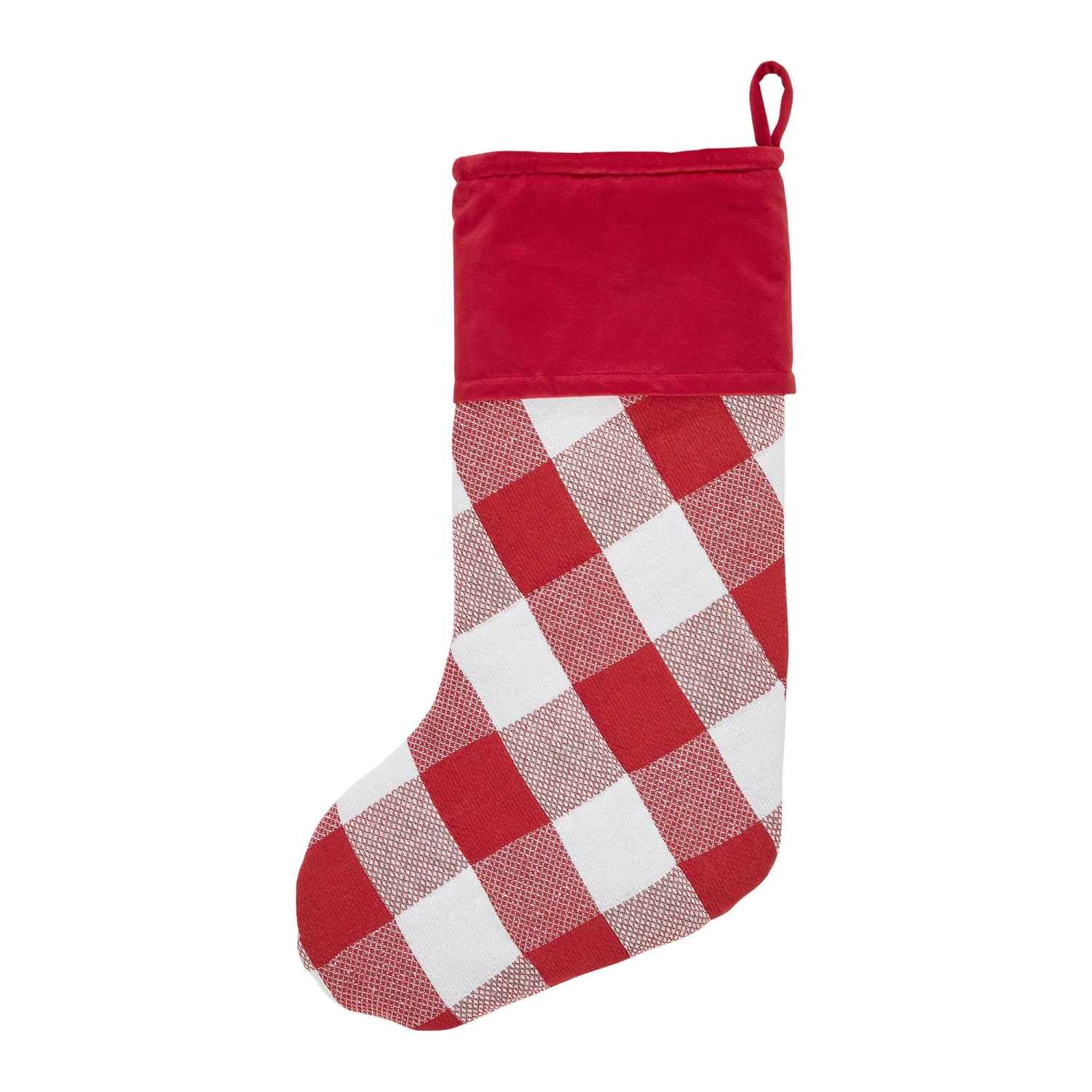 Annie Red Check Stocking With Personalized Leather Patch 5 Annie Red Check Stocking With Personalized Leather Patch - Image 5
