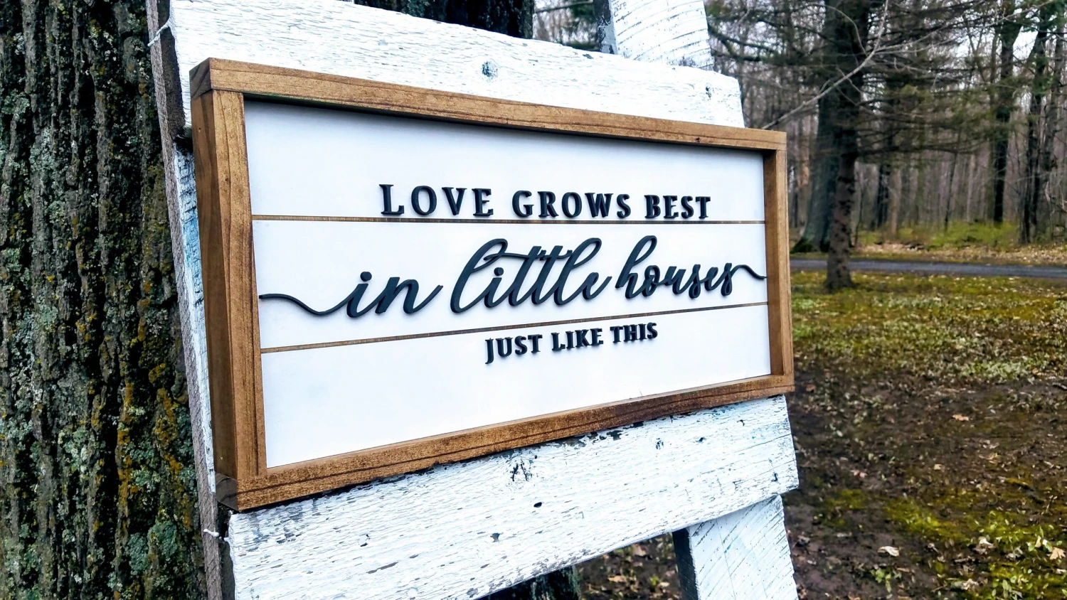 Love Grows Best In Little Houses Just Like This | Raised Lettering Farmhouse Sign With Shiplap 2 Love Grows Best In Little Houses Just Like This | Raised Lettering Farmhouse Sign With Shiplap - Image 2