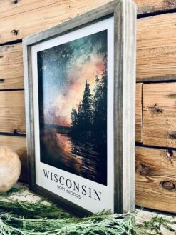 Wisconsin Northwoods Wall Art - Framed Night Sky Print With Lake & Trees | Northern Lights | Cabin Decor | Nature-Inspired Wisconsin Gift -The Farmer’s Wife WI Deals Store 2e443a26 c43b 4ce0 b510 ccb7e2c8f898